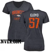 Navy Women's K.J. Cloyd Denver Broncos Distressed Name & Number V-Neck T-Shirt